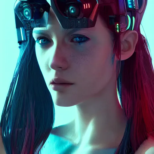 Image similar to the cyberpunk girl portrait, render, octane, 4k, highly detailed, vivid colors, high definition, Johanna, Martine