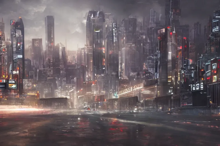 Image similar to landscape of a city of robots. cinematic lighting. photorealism.