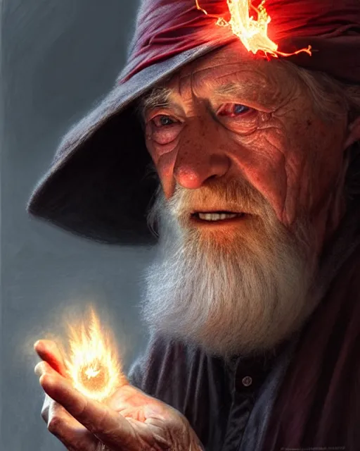 Prompt: a elderly wizard casting a red fireball | | pencil sketch, realistic shaded, fine details, high detail, real life skin, freckles, 8 k, stunning detail, realistic shaded lighting poster by greg rutkowski, magali villeneuve, artgerm, jeremy lipkin and michael garmash and rob rey