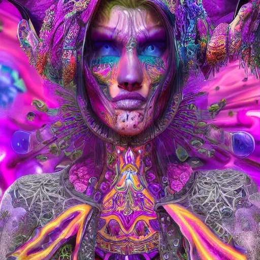 Image similar to psychadelic witch, hyper detailed, flowing psychadelic background intricate and detailed, ornate 8 k gorgeous intricate detailed, octane render