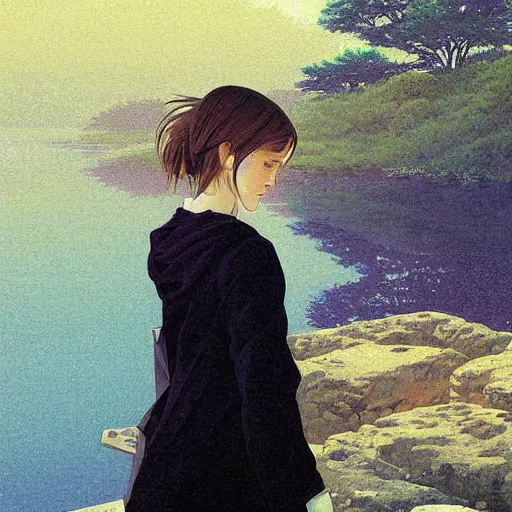 Image similar to digital art anime emma watson by by Hasui Kawase by Richard Schmid