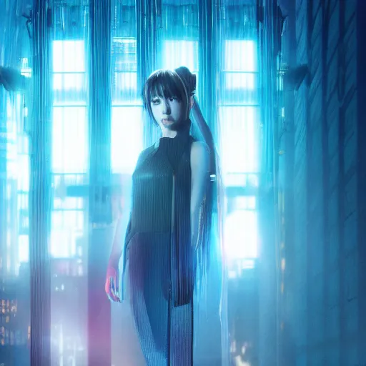 Prompt: cinematic still of hatsune miku in blade runner 2 0 4 9, imax