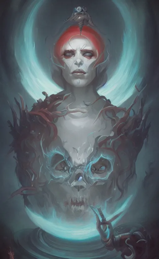 Image similar to portrait of the necromancer by peter mohrbacher