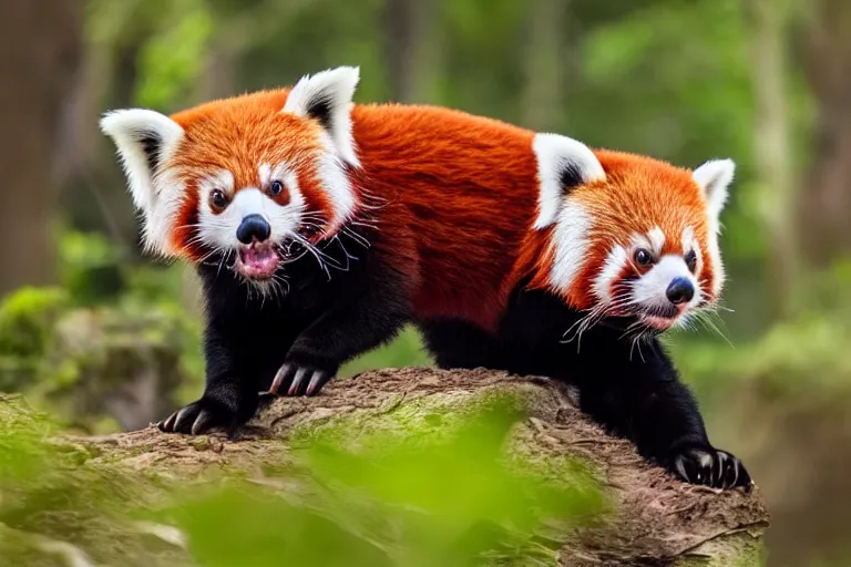 Image similar to a red panda pig!!! hybrid! hyper realistic!! realistic lighting!! wildlife photographer of the year!!! bold natural colors, national geographic, hd, wide angle, 8 k