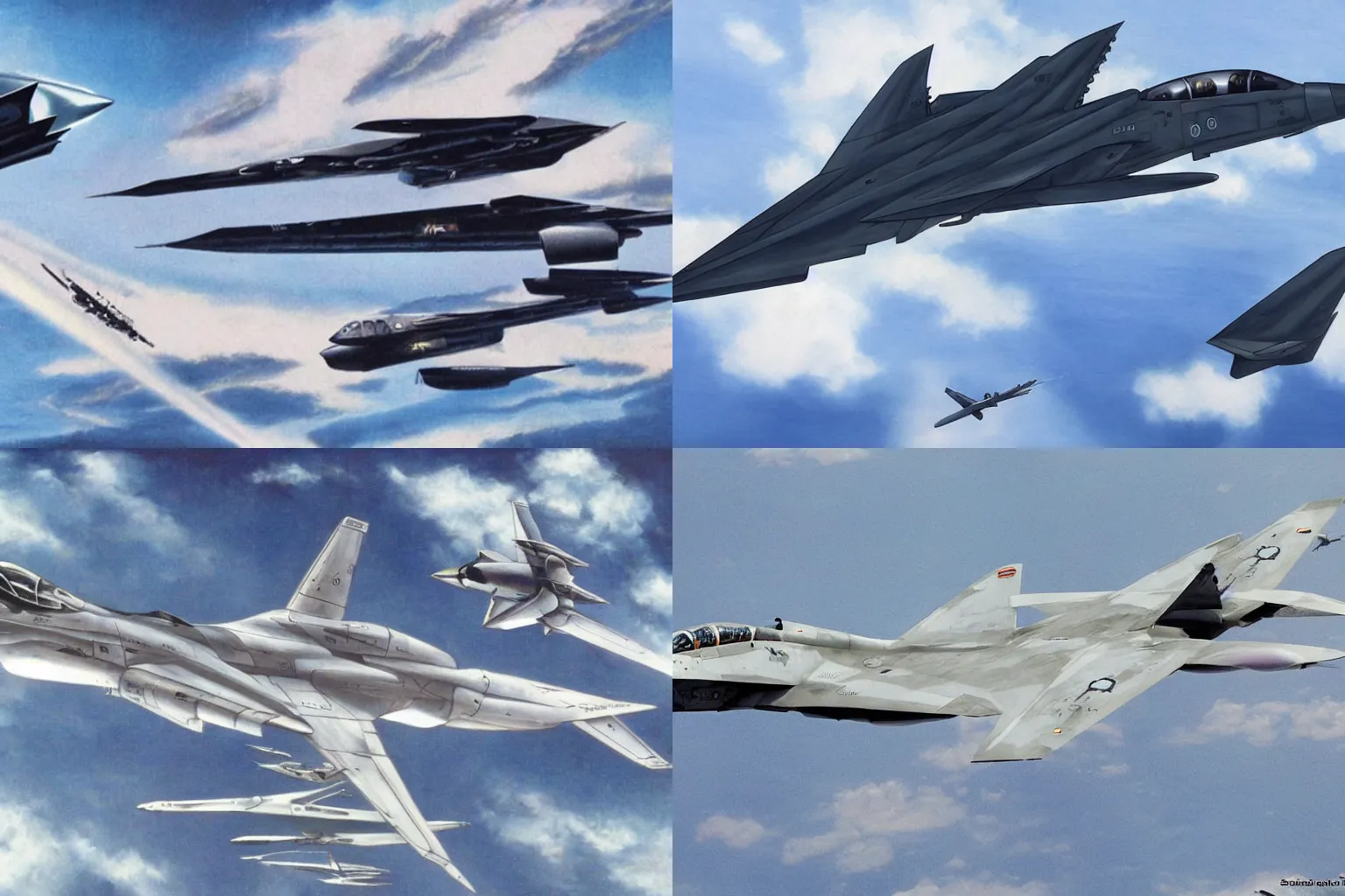 Prompt: iconic fighter jet plane by shoji kawamori, top secret space plane, tomcat raptor hornet falcon, style of john kenn mortensen