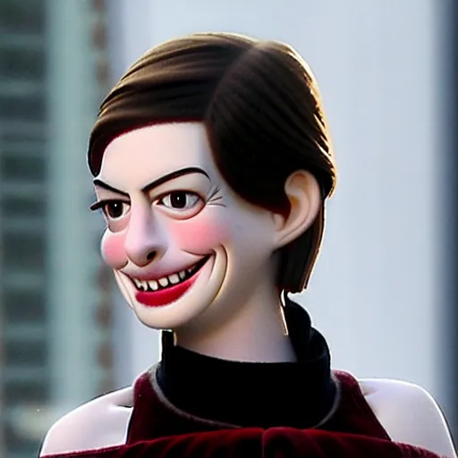 Prompt: Anne Hathaway Pinocchio with a very long nose