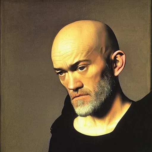 Image similar to painting of michael stipe by caravaggio