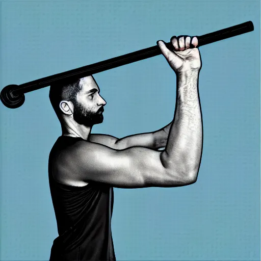 Prompt: a man holding the plank, fitness, digital art