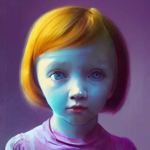 Prompt: Painting of a little girl, by Beeple.