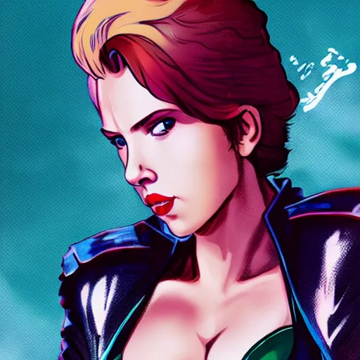 Prompt: Scarlett Johansson in the style of Masamune Shirow