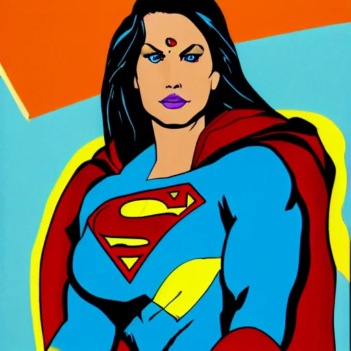 Image similar to lana rhodes as superwoman, fighting dwayne johnson's black adam, pop art