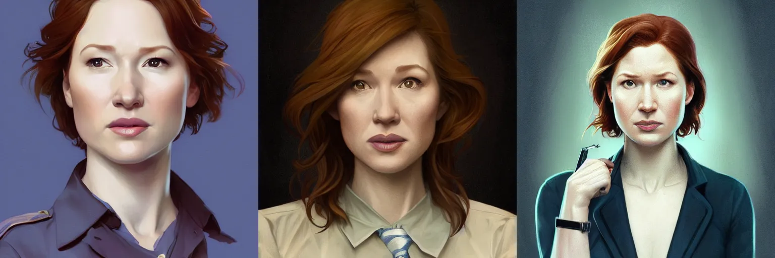 Prompt: portrait of Ellie Kemper as a detective, highly detailed, digital painting, artstation, concept art, sharp focus, illustration, art by artgerm and greg rutkowski and alphonse mucha