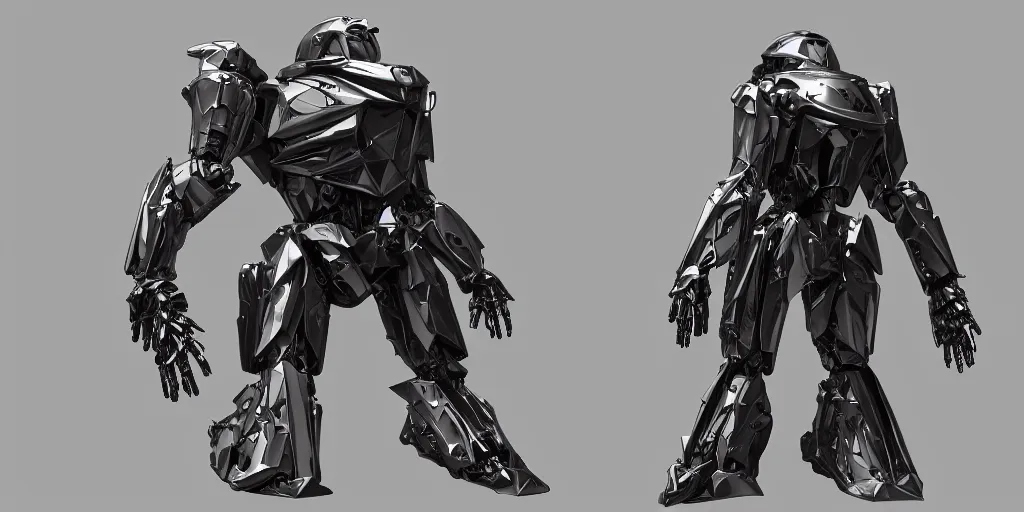 Prompt: multi sided view, 3/4 view, front back, of mecha suit of armor, photoreal, schematic, zbrush, octane render, ray tracing, 3d, artstation