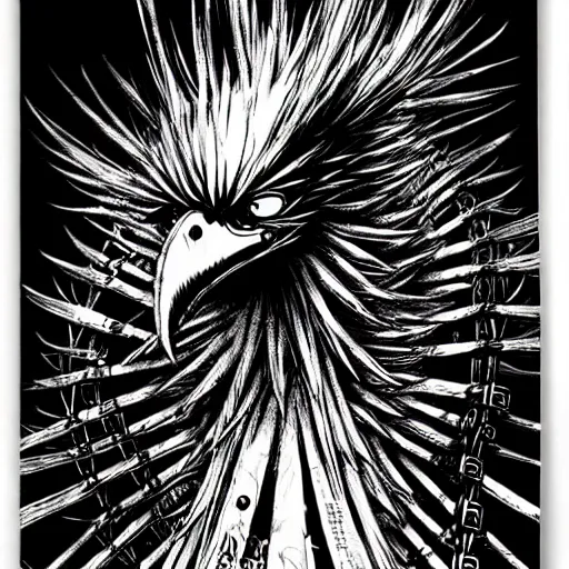 Prompt: Big Bird looking sinister, by Tsutomu Nihei, highly detailed