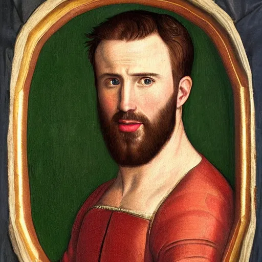 Prompt: a renaissance style portrait painting of Chris Evans
