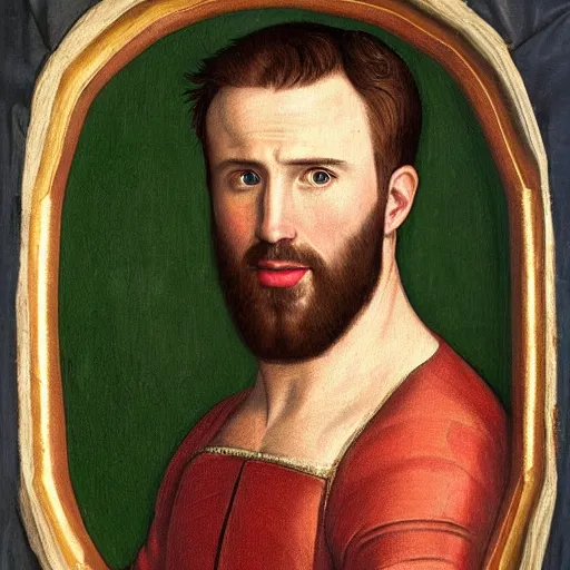 Image similar to a renaissance style portrait painting of Chris Evans