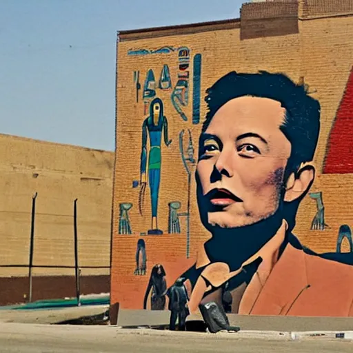 Prompt: elon musk as egyptian mural