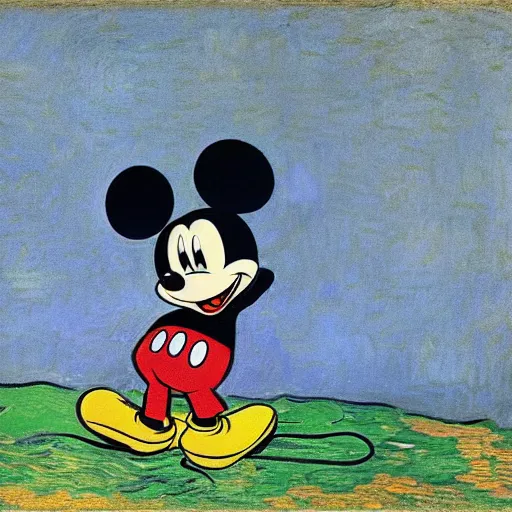 Image similar to mickey mouse painted by vincent van gogh, oil - on - canvas, highly detailed, 8 k