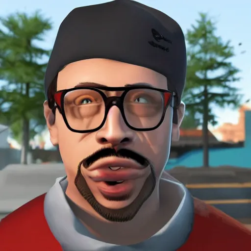 Image similar to sam hyde in team fortress 2, high quality, high detail