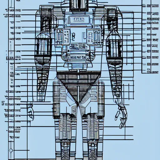 Image similar to autocad drawing of half - man half - robot