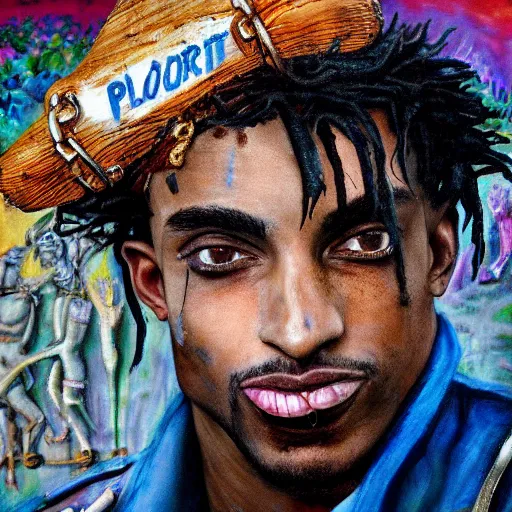 Prompt: playboi carti painted by abney park 4 k detailed super realistic