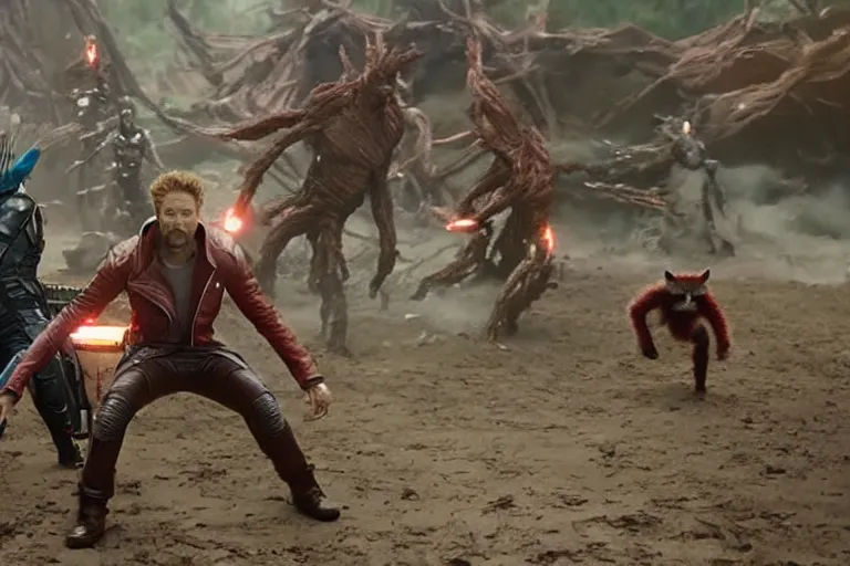 Image similar to VFX movie guardians of the galaxy fight scene by Emmanuel Lubezki