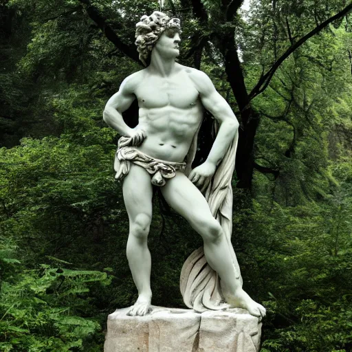 Image similar to Dionysus statue in forest