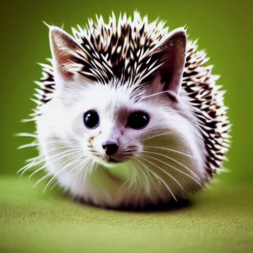 Image similar to a feline hedgehog - cat - hybrid, animal photography