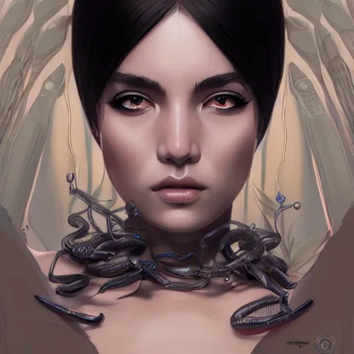 Image similar to leech queen, beautiful, detailed symmetrical close up portrait, intricate complexity, in the style of artgerm and ilya kuvshinov, magic the gathering art