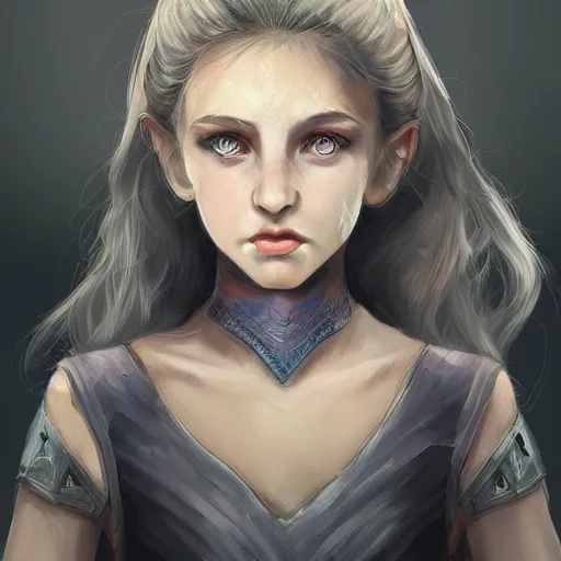 Prompt: young draconic girl, portrait, highly detailed, trending on artstation, d & d, concept art, sharp focus, illustration, digital painting