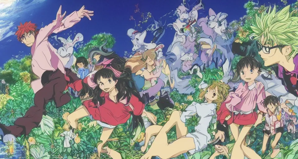 Image similar to Enchanted and magic forest, by Hideaki anno