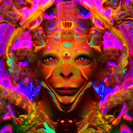 Prompt: DMT, machine elves, 4k, octane render, psychedelic, by Pablo Amaringo