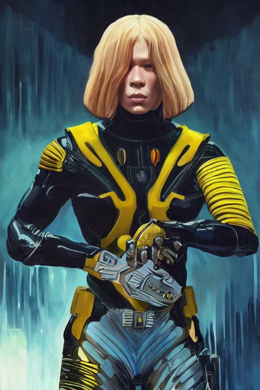 Image similar to a striking painting of Léa Seydoux as 2000AD Judge Anderson, strong lighting, ultra realism, highly detailed, trending on artstation, 4K, HD, oil on canvas