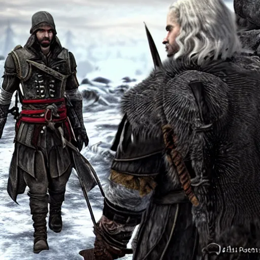 Prompt: john snow in assassin's creed valhalla