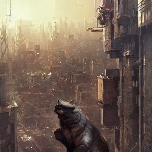 Prompt: gigantic cat walking on apocalyptic city, very detailed fine art, top of pinterest, trend of artistation, style of ( ( kadinski ) ) ( ( ( ( ( greg rutkowski ) ) ) ) ) and ilia kuvshinov