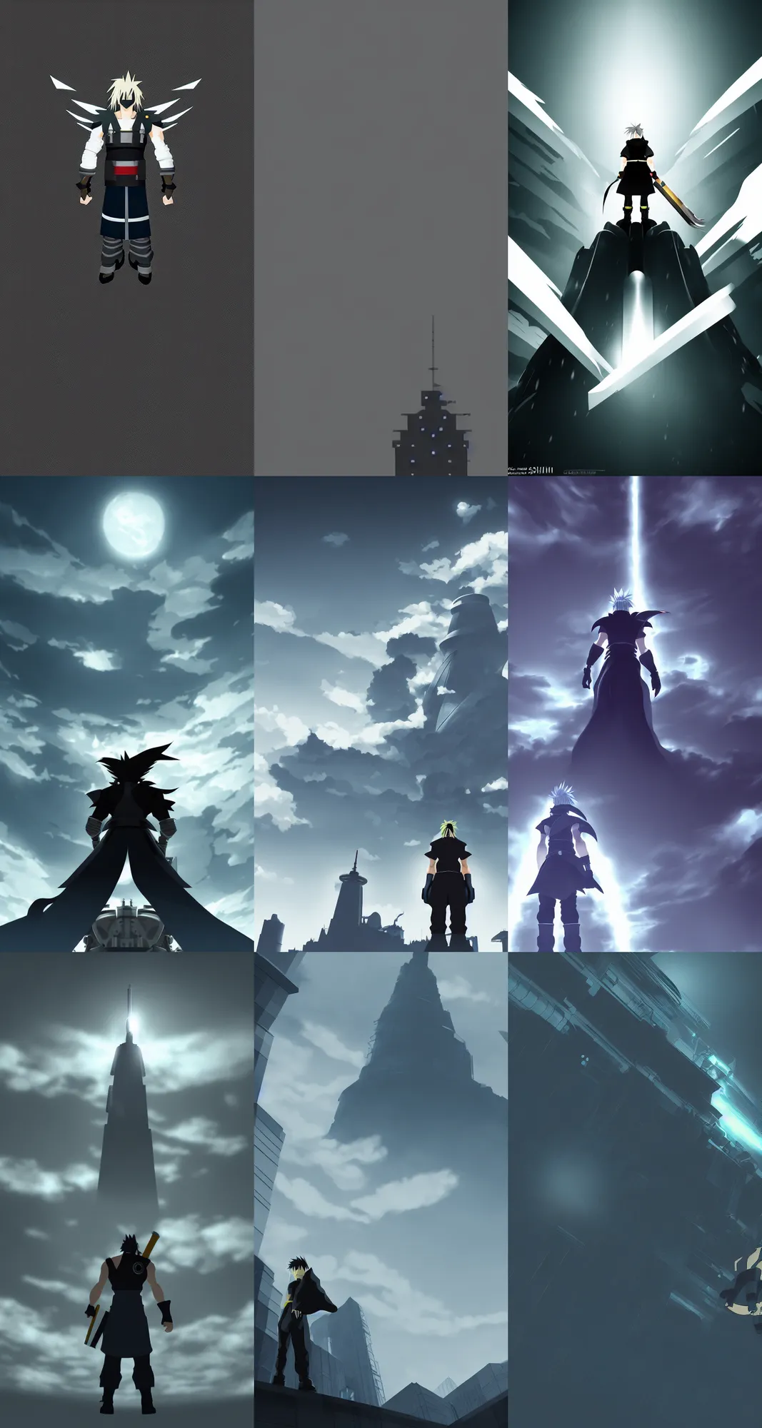 Prompt: shinra, ff 7, horizon, minimalist wallpaper, dark background, desktop background, behance, artstation, deviantart