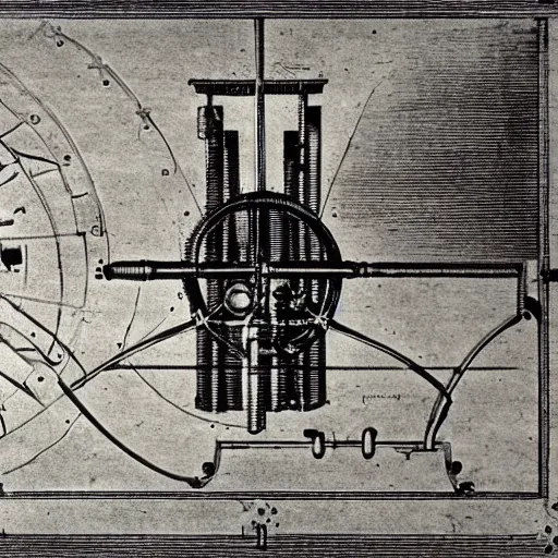 Prompt: schematic of a steampunk physics apparatus, by Leonardo Da Vinci