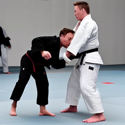 Prompt: “judo fight between Elon Musk and Vladimir Putin, 4K image”