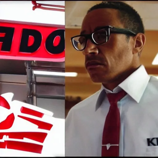 Prompt: gustavo fring working at kfc