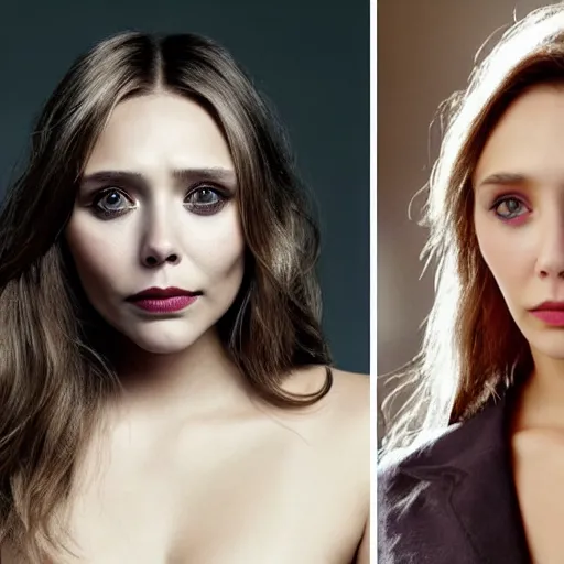 Prompt: elizabeth olsen mixed with gal godot