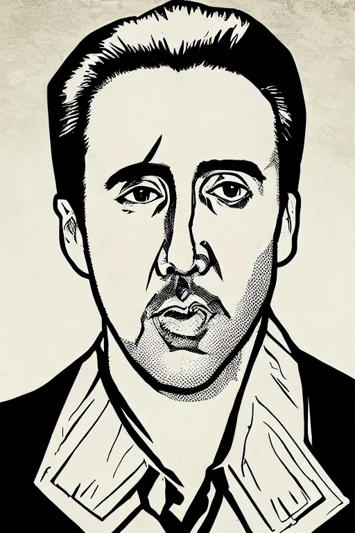 Prompt: Portrait of Nicholas Cage in Nishikie style