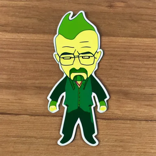 Image similar to die cut sticker, walter white with wings in the joker outfit