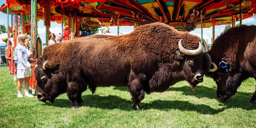 Image similar to fair rides petting zoo lone bison focus photography