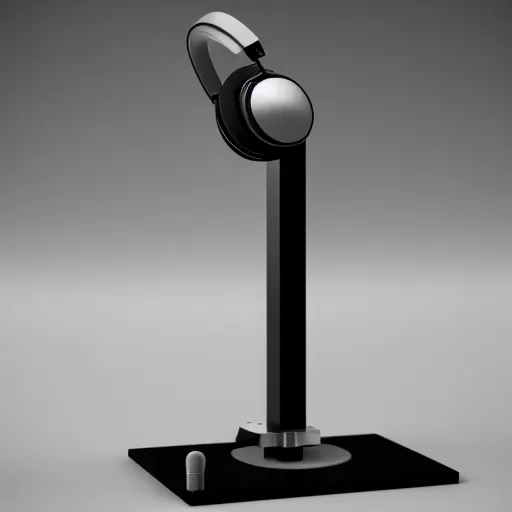 Image similar to headphone stand, futuristic, techno, cyberpunk, product design, 3 d render, concept, fun, swag