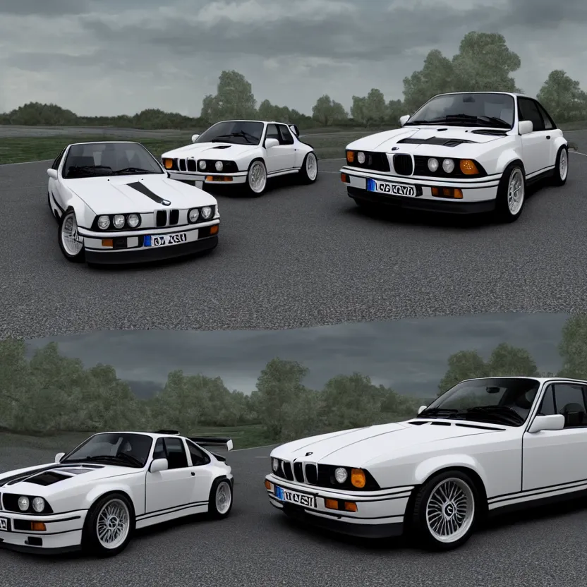 Image similar to bmw e 3 0, porsche 9 1 1, realistic, 4 k