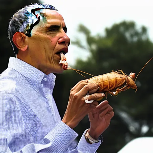 Prompt: obama eating a cockroach