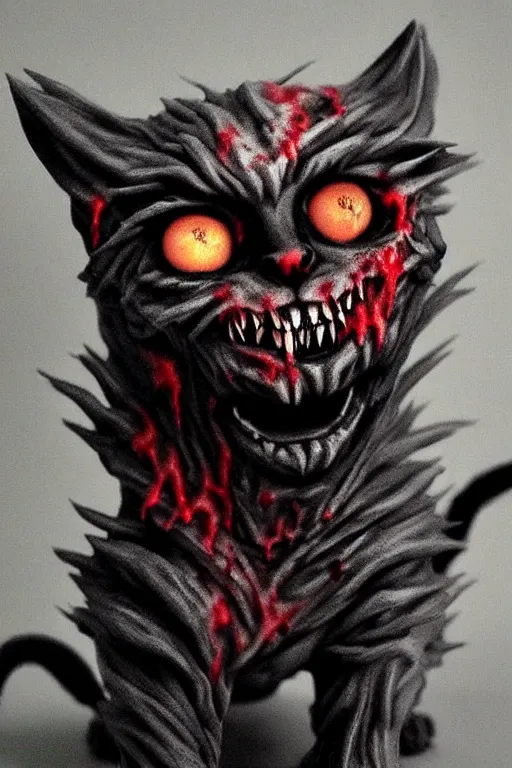 Prompt: creepy dark demonic zombie cat, ominous, photorealistic, highly detailed