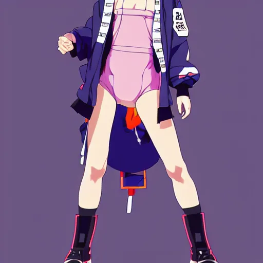 Image similar to a beautiful natalie portman as an anime boy gravure model, wearing oversized mayan bomber jacket and leotard with overalls, bulky poofy bomber jacket with mayan patterns, aztec street fashion, gapmoe yandere grimdark, trending on pixiv fanbox, painted by greg rutkowski makoto shinkai takashi takeuchi studio ghibli, akihiko yoshida