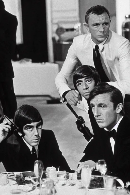 Image similar to james bond and the beatles