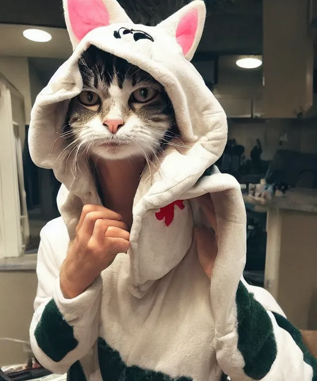 Prompt: a cat furry wearing a kigurumi